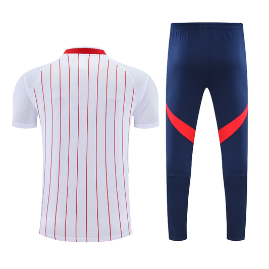 Arsenal Bianco Rigato 2026 Training Set – Polo + Pants Slim Fit