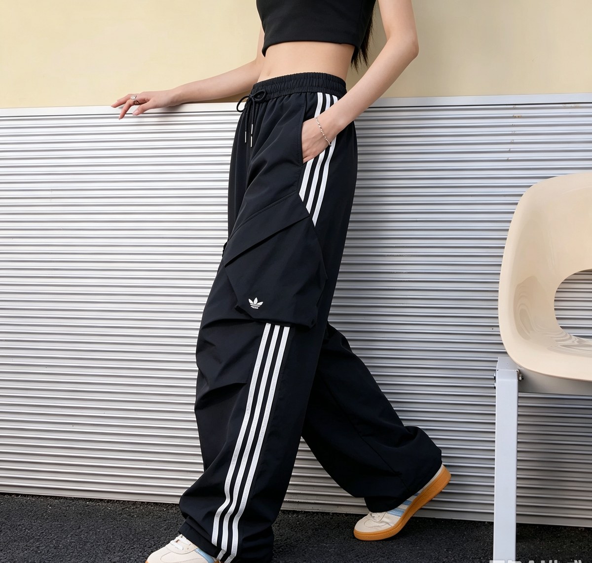 Pantalone Donna Oversize Cargo con Coulisse