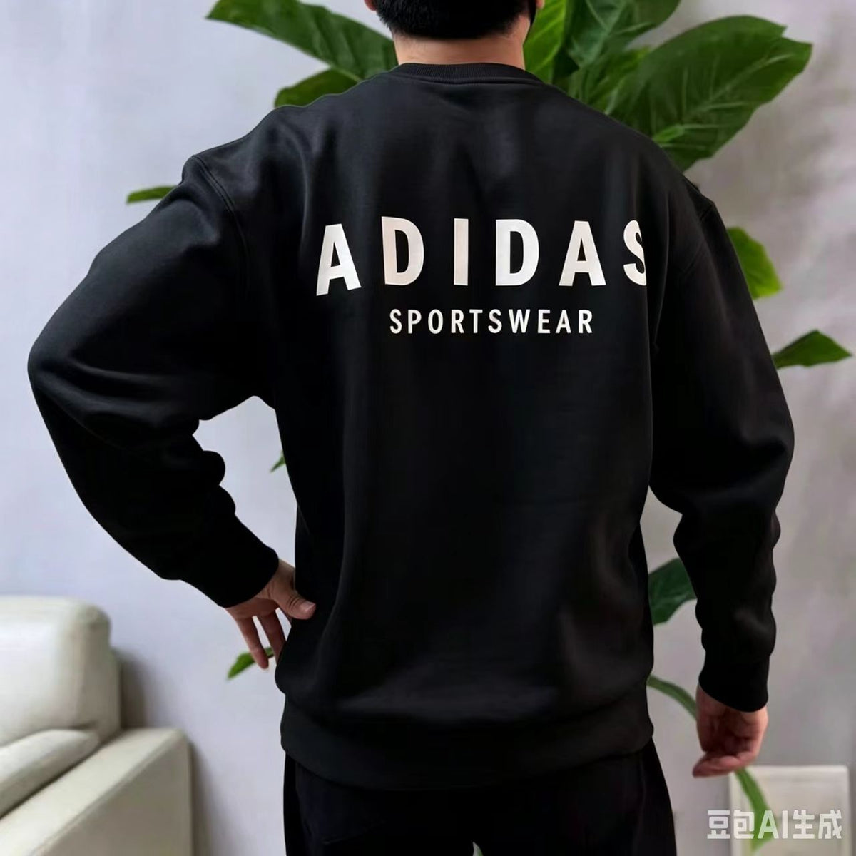 Felpa Uomo Girocollo Basic con Logo sul Retro