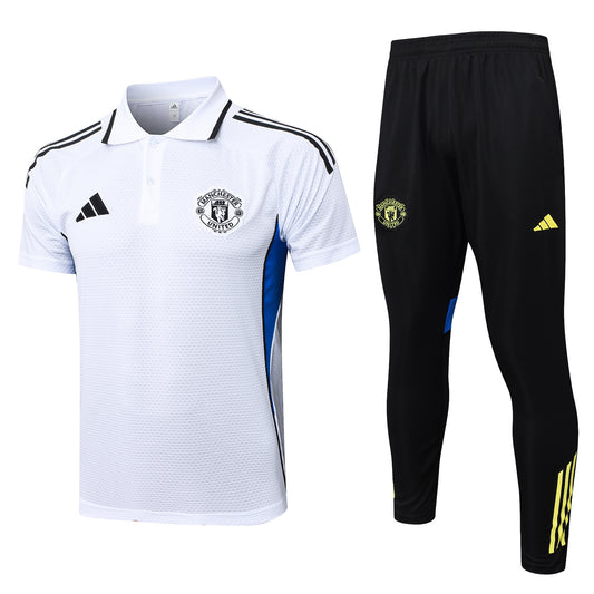 Manchester U. bianco 2026 Training Set – Polo + Pants Slim Fit