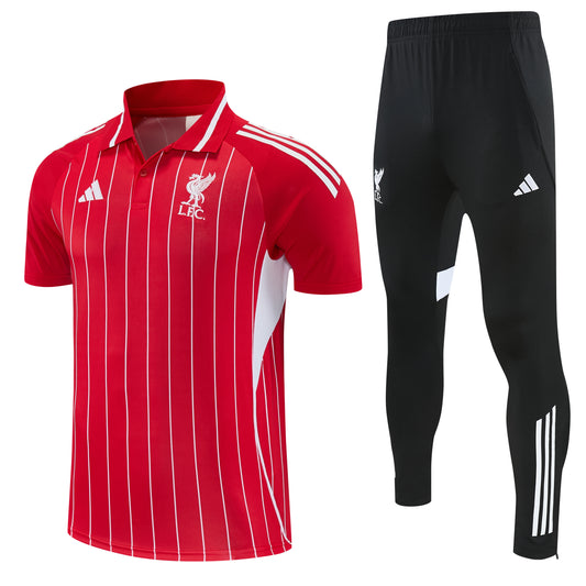 Liverpool Rosso rigato 2026 Training Set – Polo + Pants Slim Fit