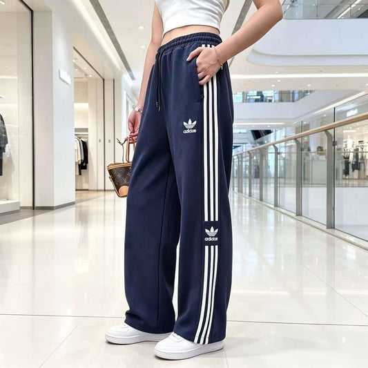 Pantalone Sportivo Wide Leg a Bande Laterali