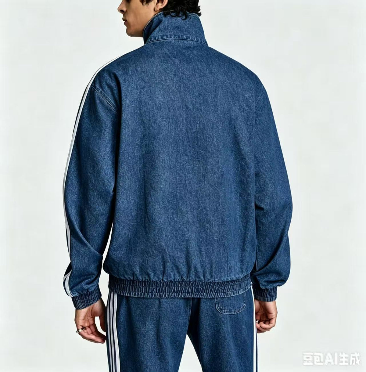 Giacca Uomo con Bande Laterali Effetto Denim