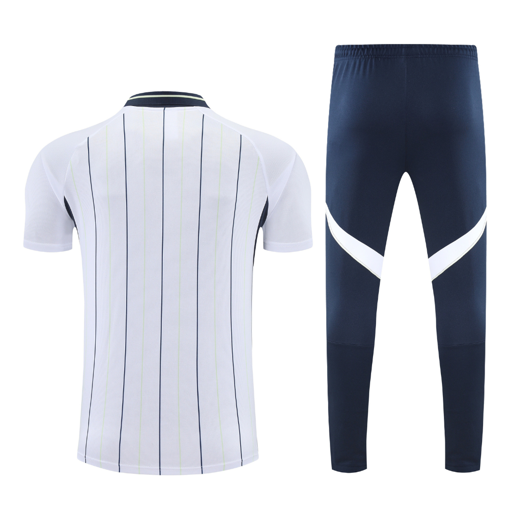 Real Madrid bianco rigato 2026 Training Set – Polo + Pants Slim Fit