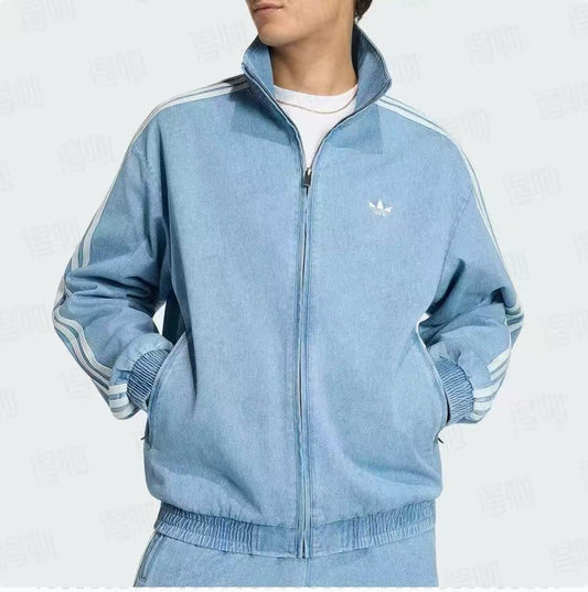 Giacca Uomo con Bande Laterali Effetto Denim